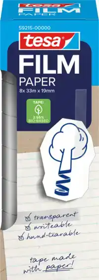 PLAKBAND TESAFILM PAPIER 19MMX33M 8 ROL