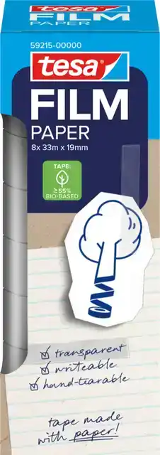 PLAKBAND TESAFILM PAPIER 19MMX33M 8 ROL