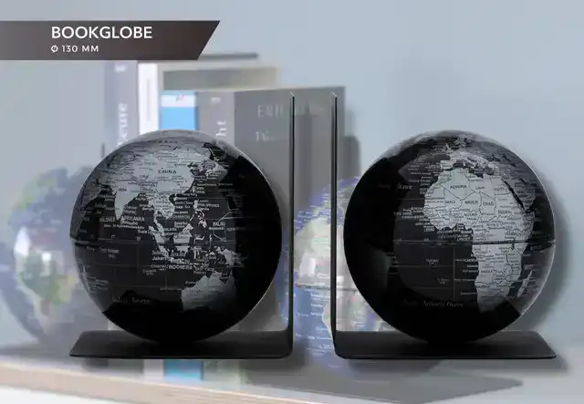 BOEKENSTEUN TROIKA MET MAGN GLOBES 13CM