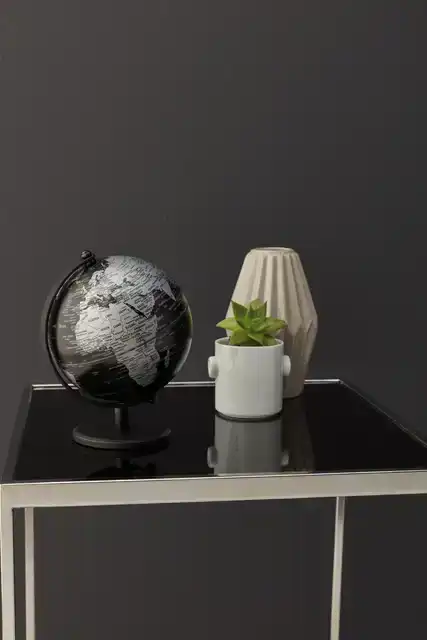 GLOBE TROIKA 13CM ZWART-ZILVER