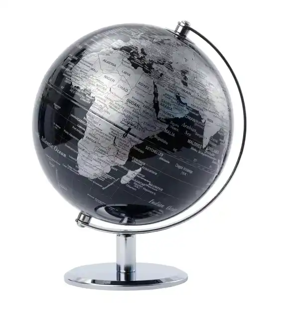 GLOBE TROIKA 20CM ZWART-ZILVER