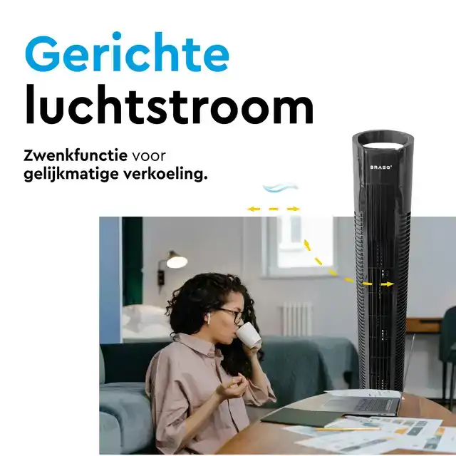 TORENVENTILATOR BRASQ F500 H79CM ZWART