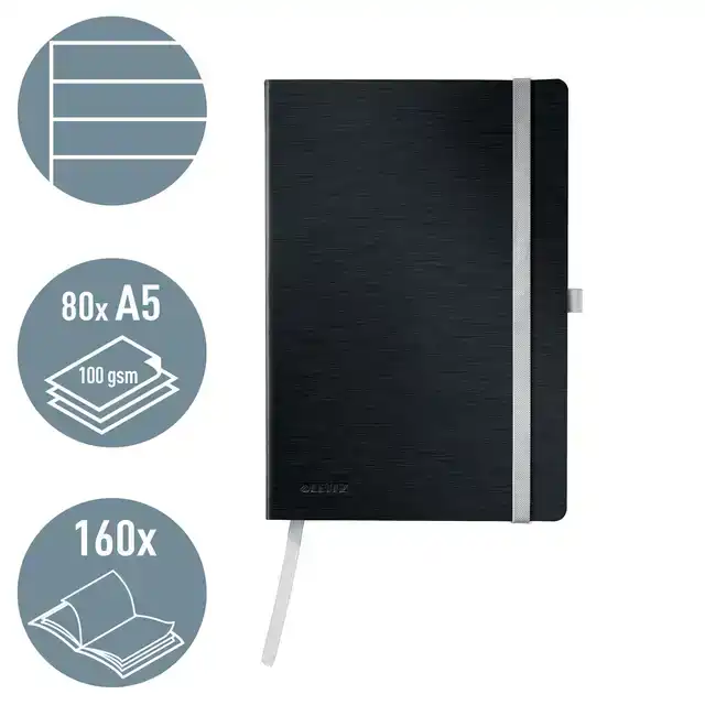 NOTITIEBOEK LEITZ STYLE A5 LIJN 160PAG
