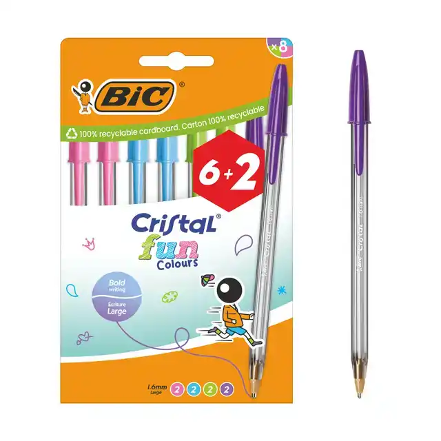 BALPEN BIC CRISTAL FUN 6+2 GRATIS L