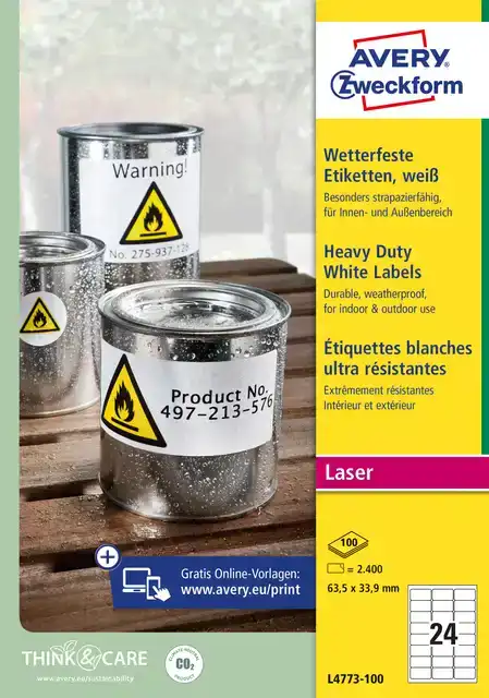 ETIKET AVERY ZWECKFORM L4773-100