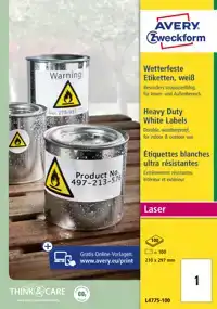 ETIKET AVERY L4775-100 210X297MM 100ST
