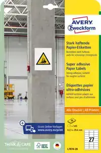 ETIKET AVERY ZWECKFORM L7874-20