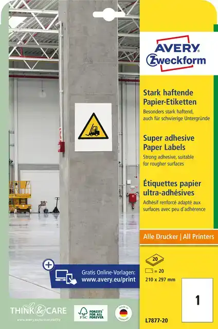 ETIKET AVERY ZWECKFORM L7877-20