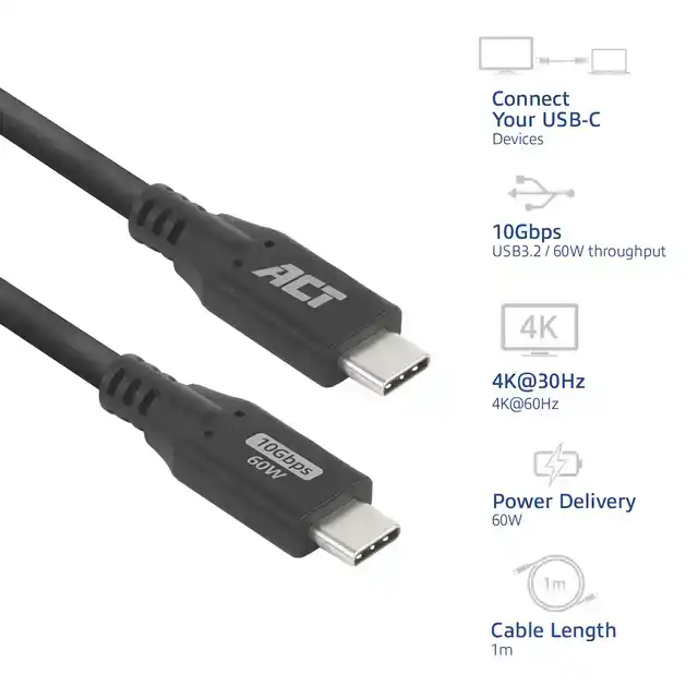 KABEL ACT USB-C 3.0 10GBPS 60W USB 1