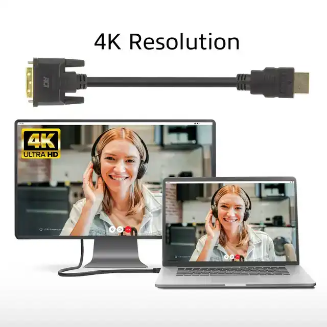 KABEL ACT HDMI DVI 18+1 PIN M/M ZWART 2