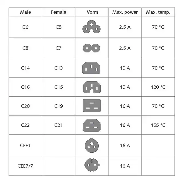 KABEL ACT STROOM C13 RECHT - CEE7/7
