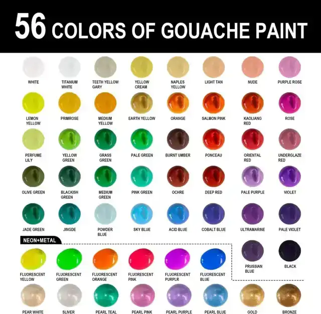 GOUACHE HIMI 56 KLEUREN 30GR NEON EN