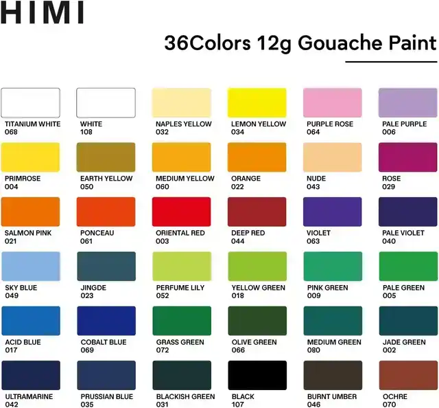 GOUACHE HIMI TWIN CUPS 36 KLEUREN 12GR
