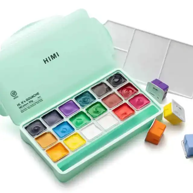 GOUACHE HIMI 18 KLEUREN 30GR BOX GROEN
