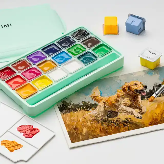 GOUACHE HIMI 18 KLEUREN 30GR BOX GROEN