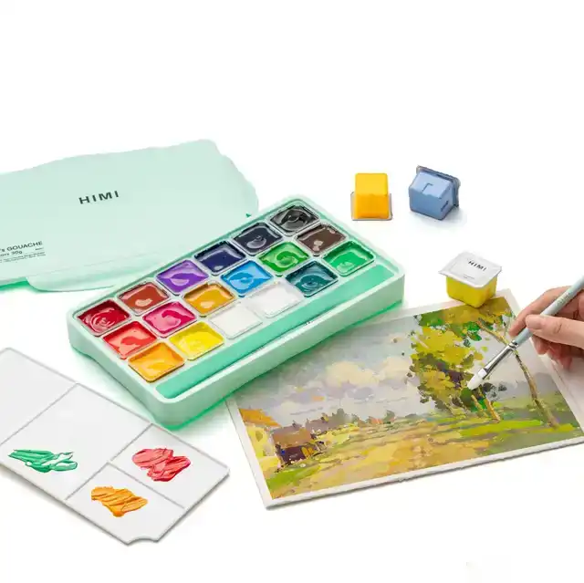 GOUACHE HIMI 18 KLEUREN 30GR BOX GROEN