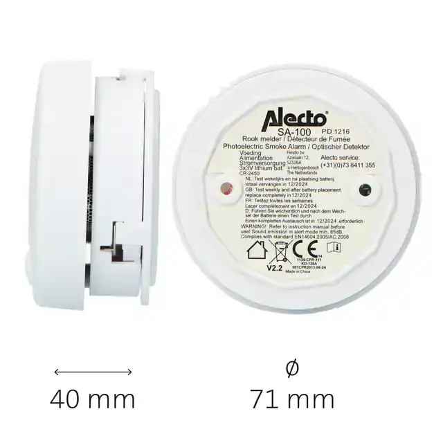 ROOKMELDER ALECTO MINI 2 STUKS MET 5
