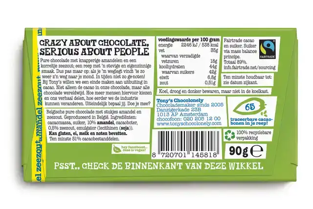 CHOCOLADE TONY CHOCOLONELY PUUR AMANDEL