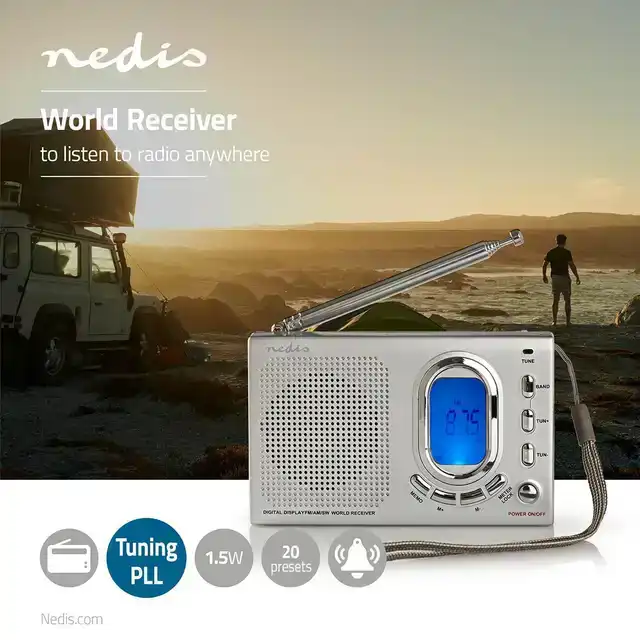 WERELDRADIO NEDIS MET WEKKER RDWR1000GY