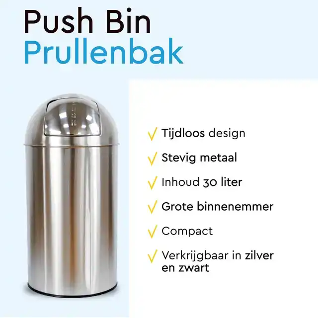 AFVALBAK BRASQ PUSH BIN PB230+ 30 LITER