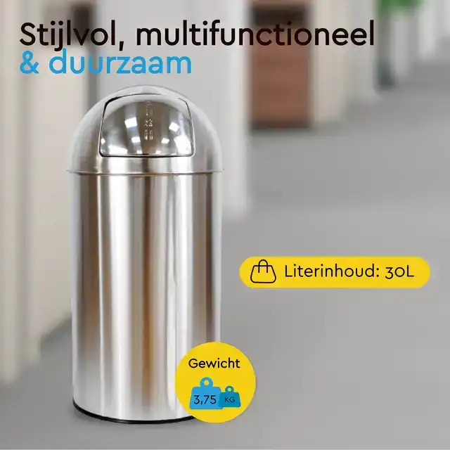 AFVALBAK BRASQ PUSH BIN PB230+ 30 LITER