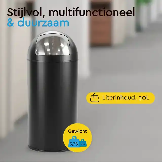 AFVALBAK BRASQ PUSH BIN PB230+ 30 LITER