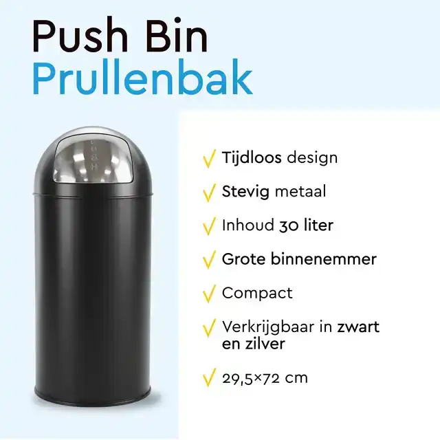 AFVALBAK BRASQ PUSH BIN PB230+ 30 LITER