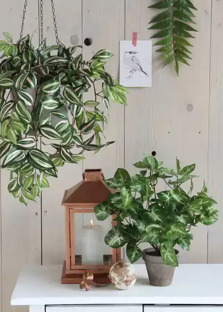KUNSTPLANT MICA SYNGONIUM GROEN IN POT
