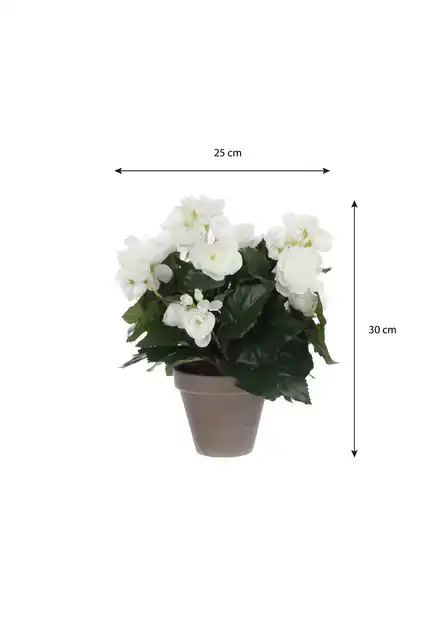KUNSTPLANT MICA BEGONIA WIT IN POT STAN