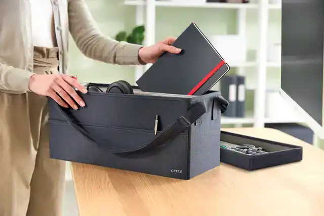 OPBERGTAS LEITZ GESTOFFEERD MET DEKSEL