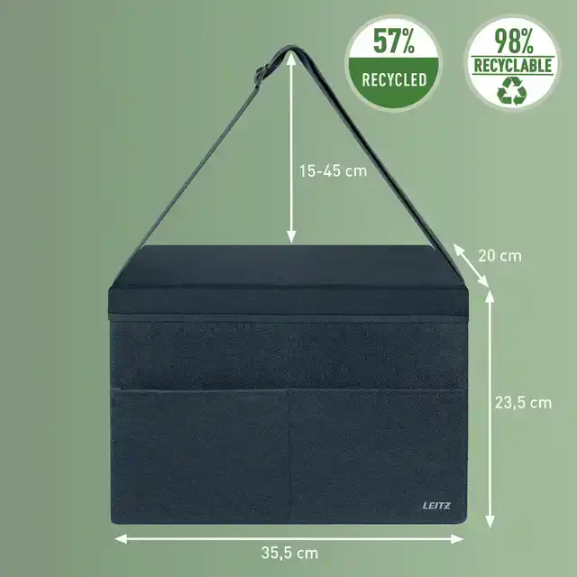 OPBERGTAS LEITZ GESTOFFERD MET DEKSEL