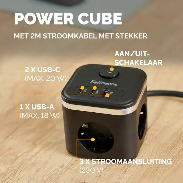 STEKKERBLOK FELLOWES PCF 3V 1XUSB A 2XC
