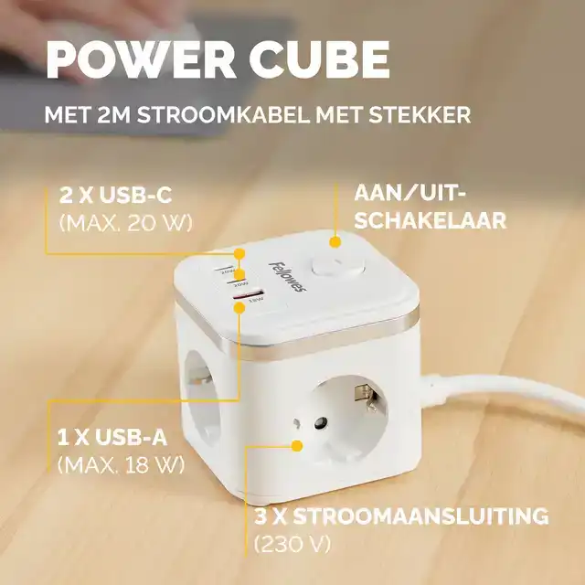 STEKKERBLOK FELLOWES PCF 3V 1XUSB A 2XC