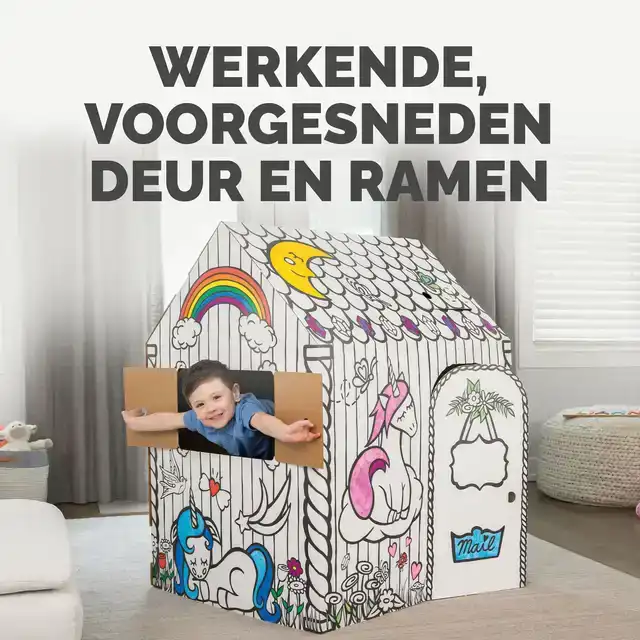 KARTONNEN SPEELHUIS XL EENHOORN BANKERS