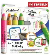 WHITEBOARDPOTLOOD STABILO MARKDRY 4ST