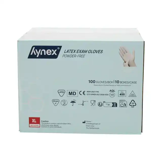 HANDSCHOEN HYNEX LATEX XL WIT 5GR 100