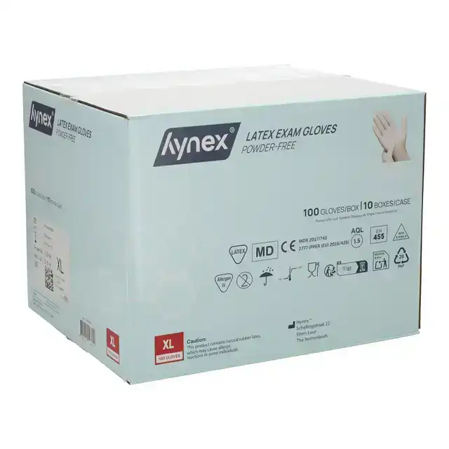 HANDSCHOEN HYNEX LATEX XL WIT 5GR 100