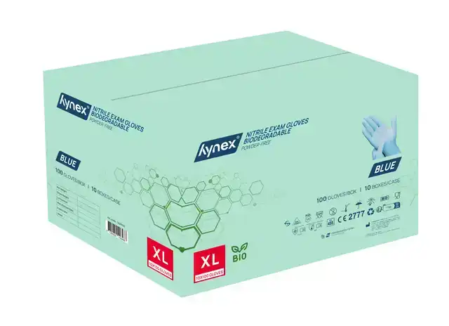 HANDSCHOEN HYNEX NITRIL BIO XL BLAUW