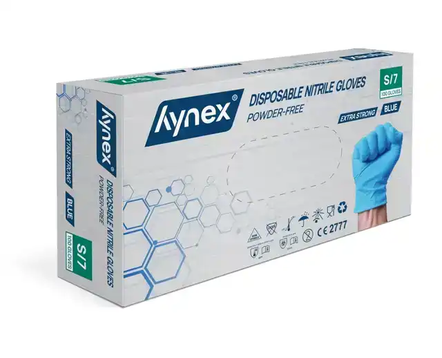 HANDSCHOEN HYNEX NITRIL S BLAUW 5GR 100