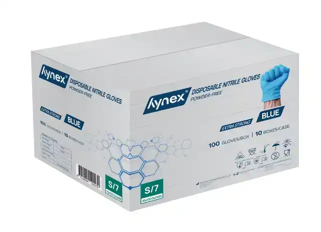 HANDSCHOEN HYNEX NITRIL S BLAUW 5GR 100