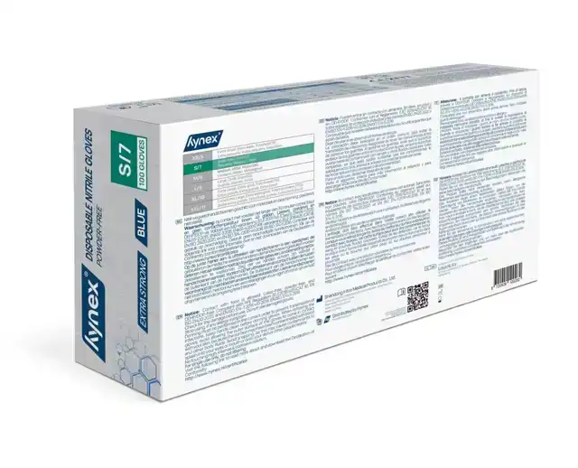 HANDSCHOEN HYNEX NITRIL S BLAUW 5GR 100