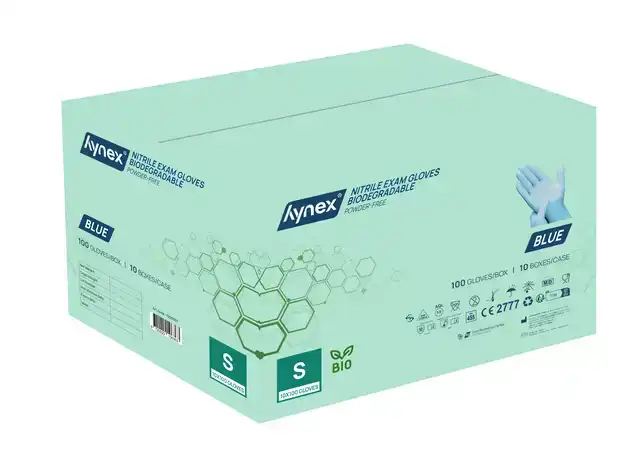 HANDSCHOEN HYNEX NITRIL BIO S BLAUW