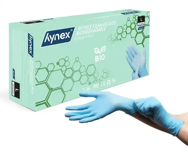 HANDSCHOEN HYNEX NITRIL BIO L BLAUW