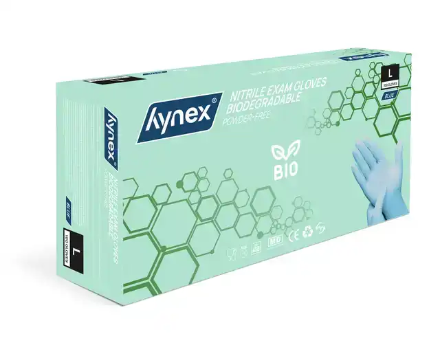 HANDSCHOEN HYNEX NITRIL BIO L BLAUW