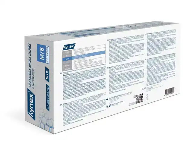 HANDSCHOEN HYNEX NITRIL M BLAUW 5GR 100