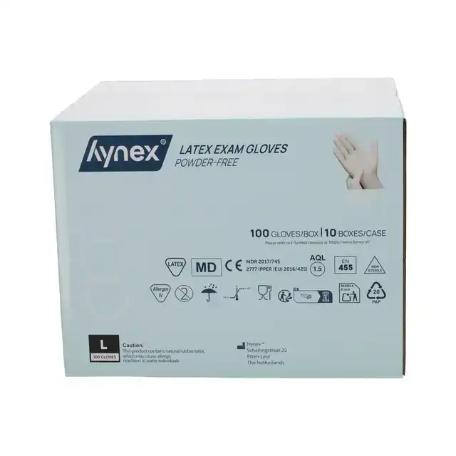 HANDSCHOEN HYNEX LATEX L WIT 5G 100