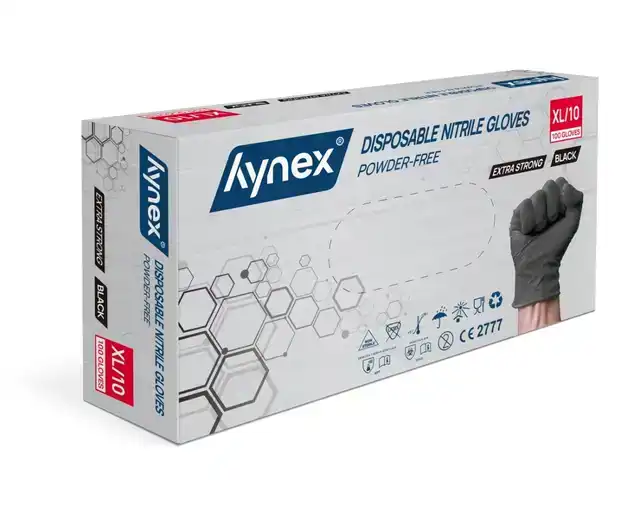 HANDSCHOEN HYNEX NITRIL XL ZWART 5GR