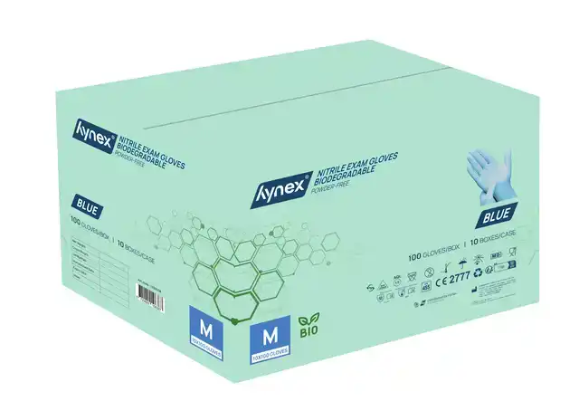 HANDSCHOEN HYNEX NITRIL BIO M BLAUW