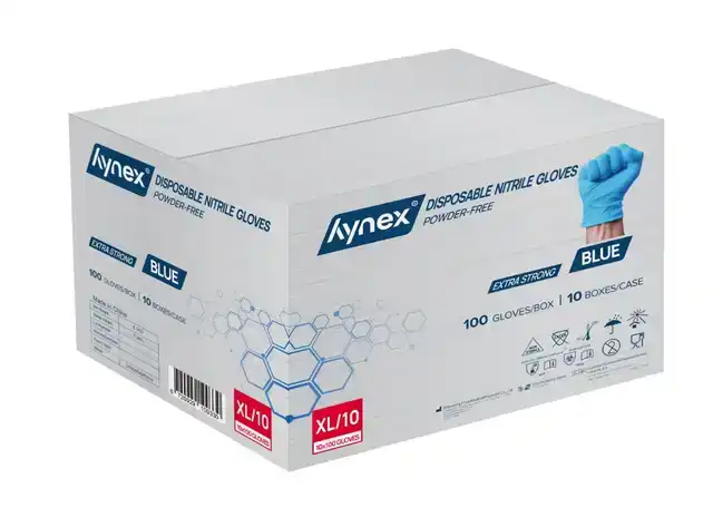 HANDSCHOEN HYNEX NITRIL XL BLAUW 5GR