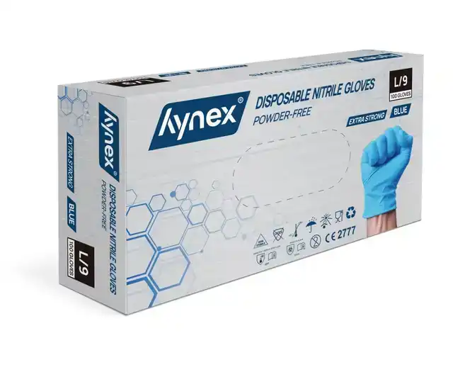 HANDSCHOEN HYNEX NITRIL L BLAUW 5GR 100